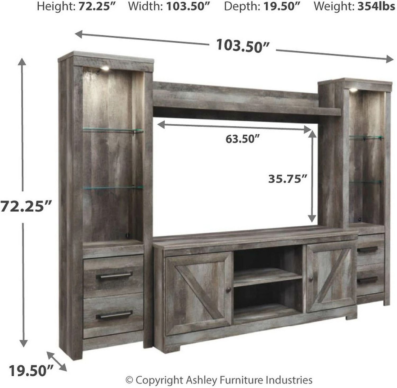 Wynnlow 4-Piece Entertainment Center In Gray W440W2