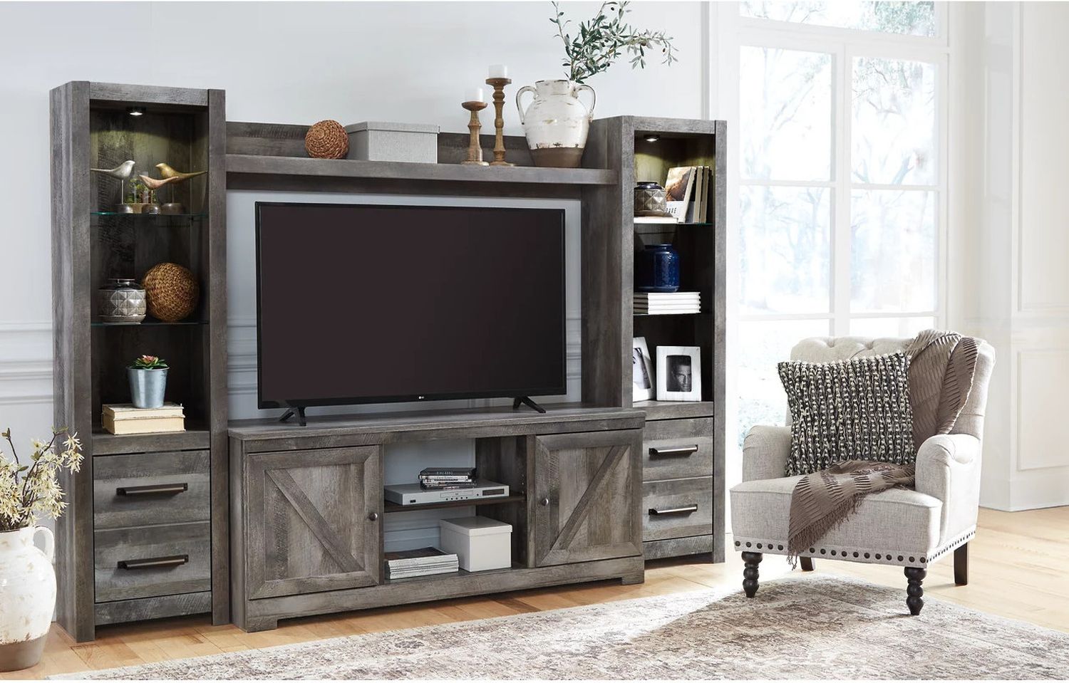 Wynnlow 4-Piece Entertainment Center In Gray W440W2
