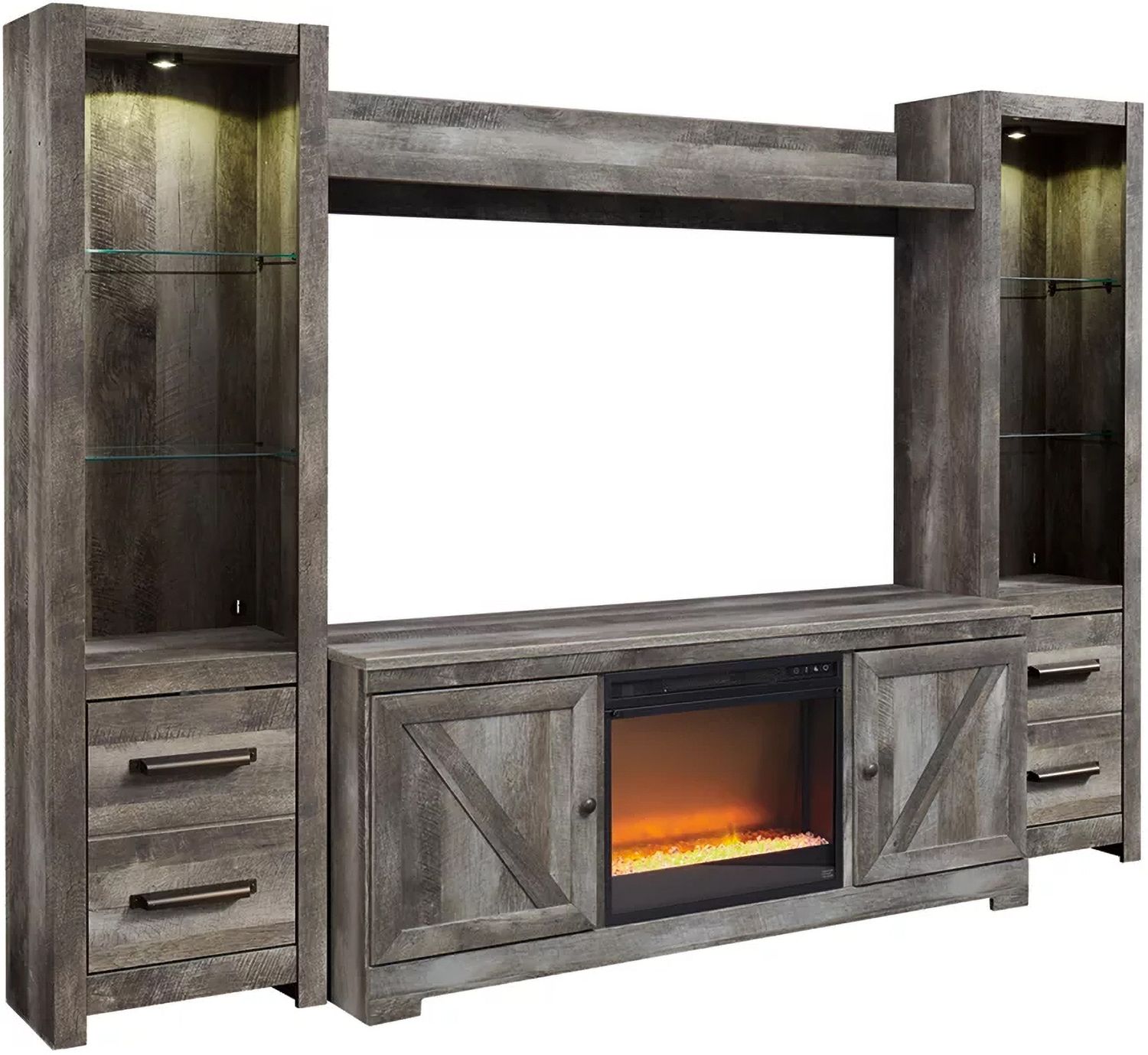 Wynnlow Gray 5 Piece Entertainment Wall Unit with Electric Fireplace W440W5