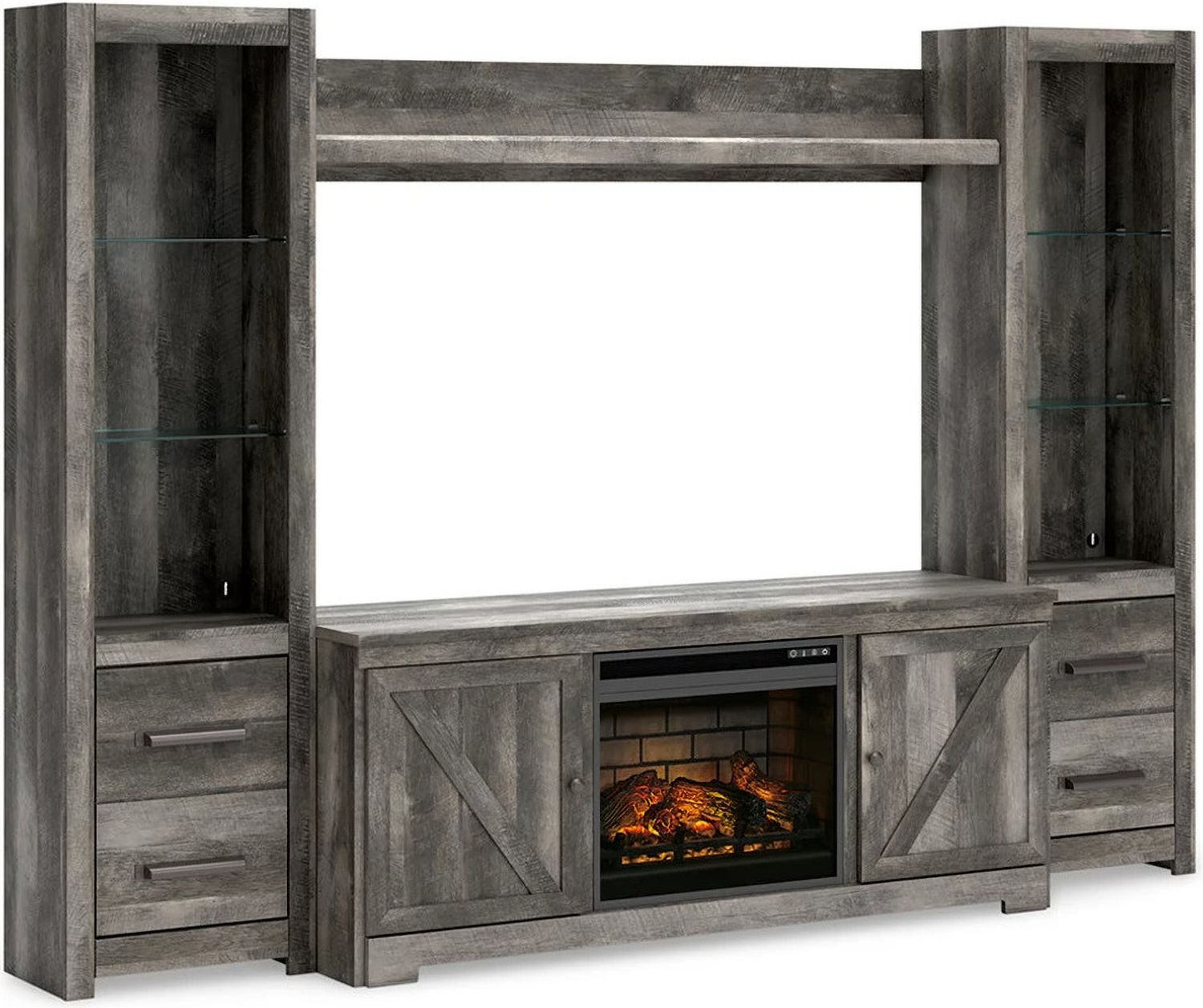 Wynnlow Gray 5 Piece Entertainment Wall Unit with Fireplace W440W8