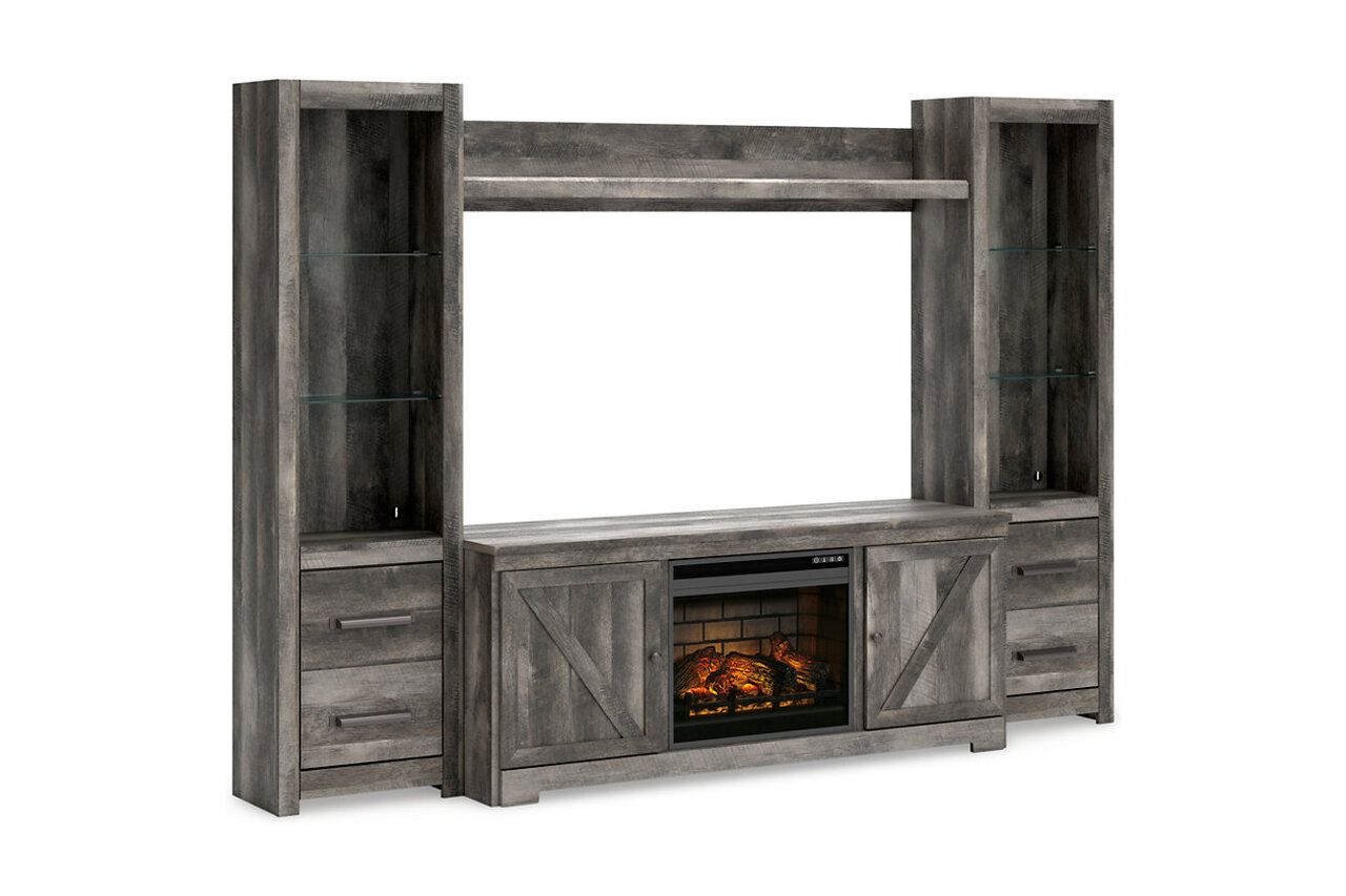 Wynnlow Gray 5 Piece Entertainment Wall Unit with Fireplace W440W8