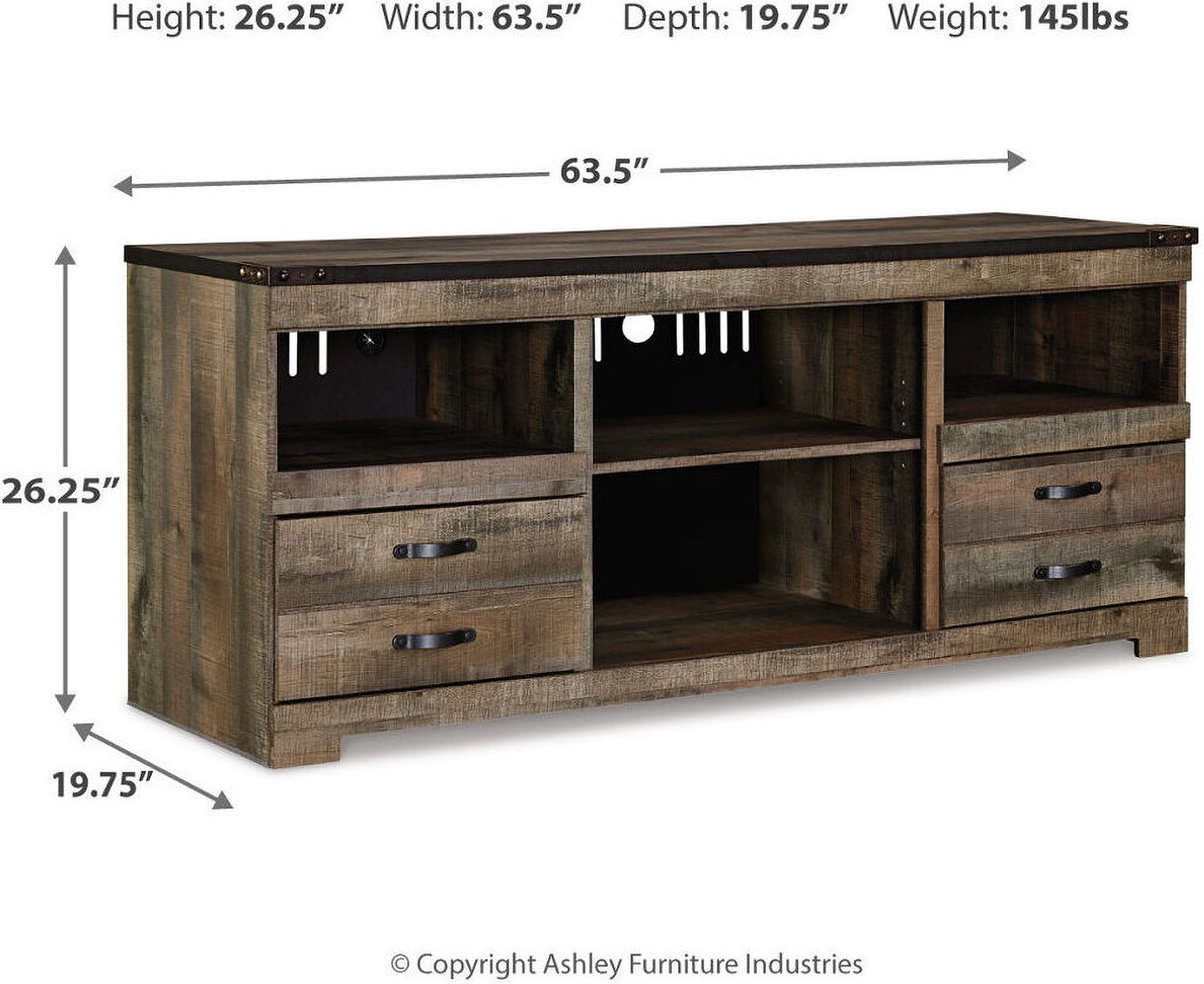 Trinell 4-Piece Entertainment Center with Electric Fireplace In Brown W446W10
