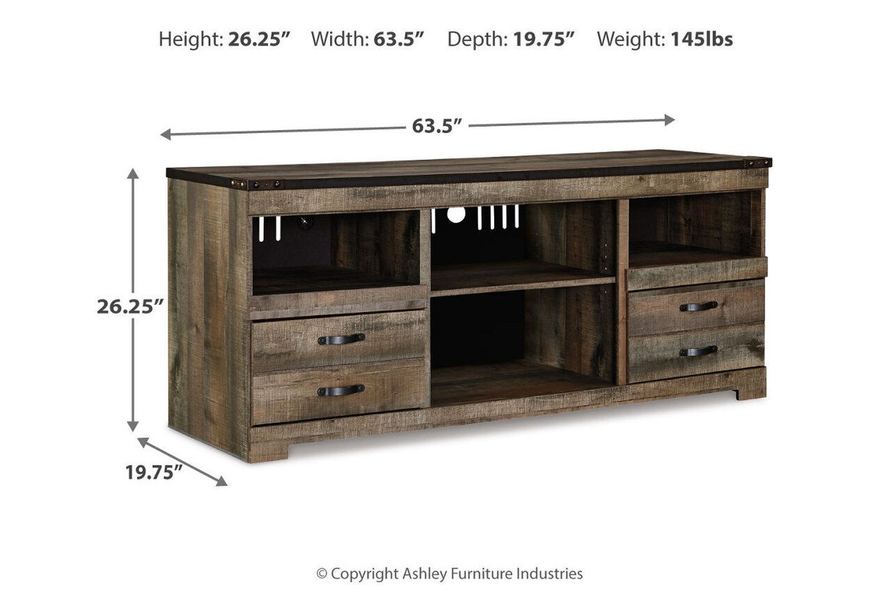 Trinell Brown LG TV Stand With Glass/Stone Fireplace Insert W446W5