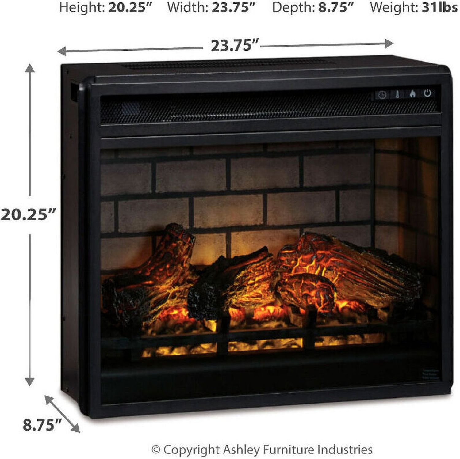 Trinell Brown Lg TV Stand With Fireplace Insert W446W9