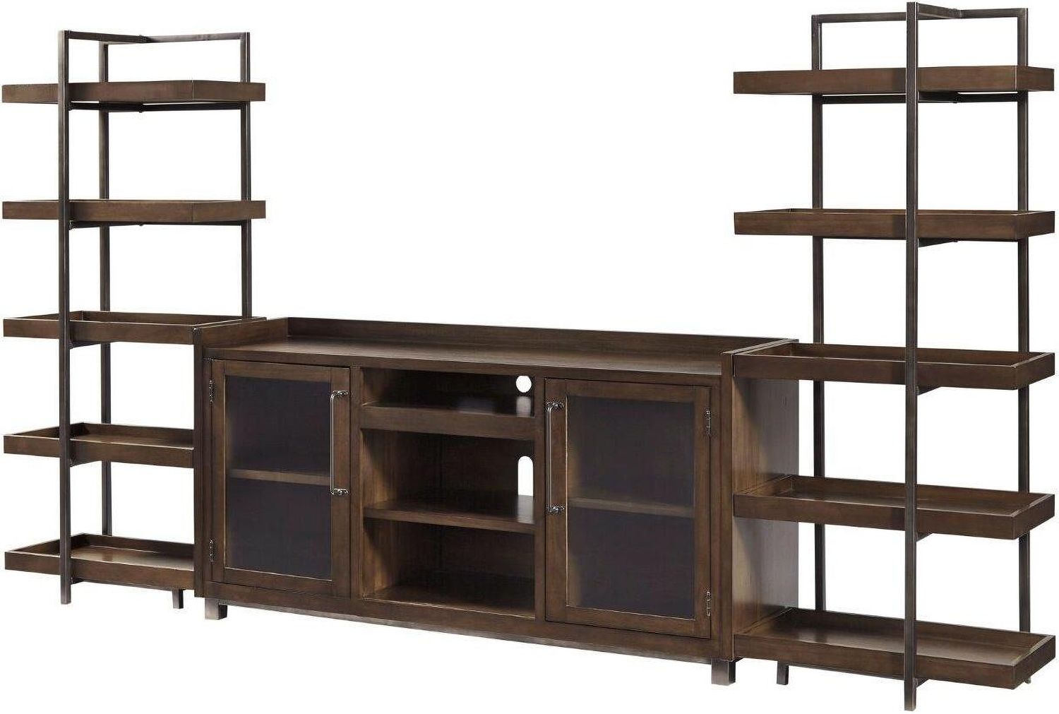 Starmore Oiled Walnut And Gunmetal 3 Piece Entertainment Center W633W1