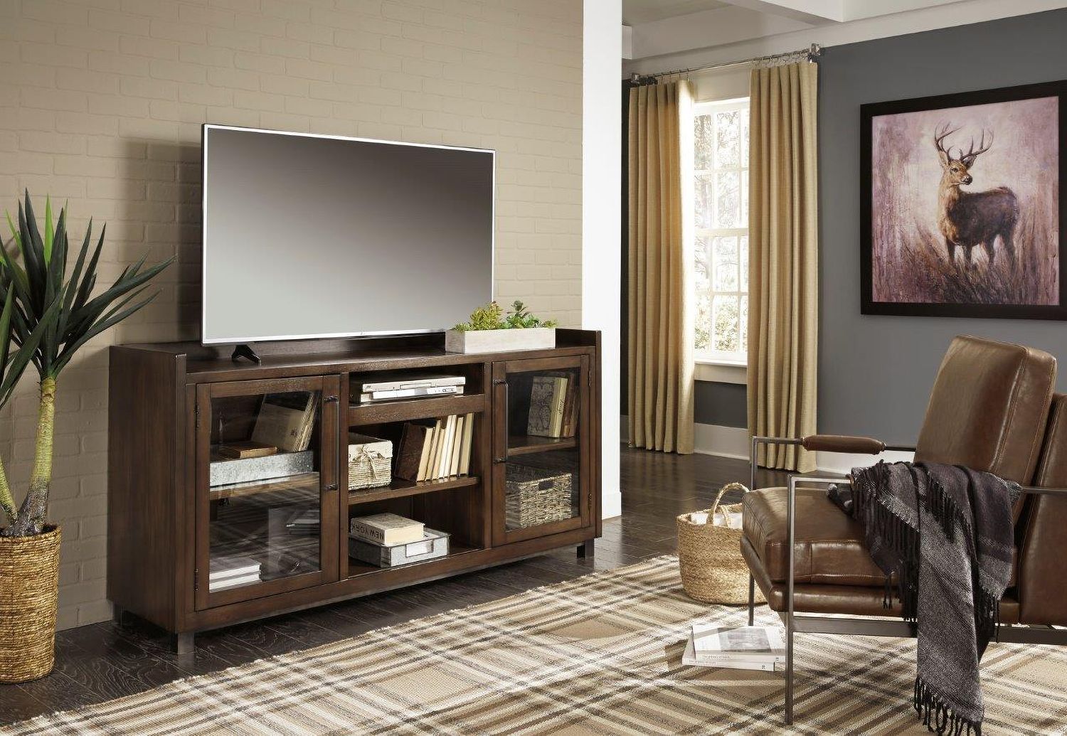 Starmore Oiled Walnut And Gunmetal 3 Piece Entertainment Center W633W1