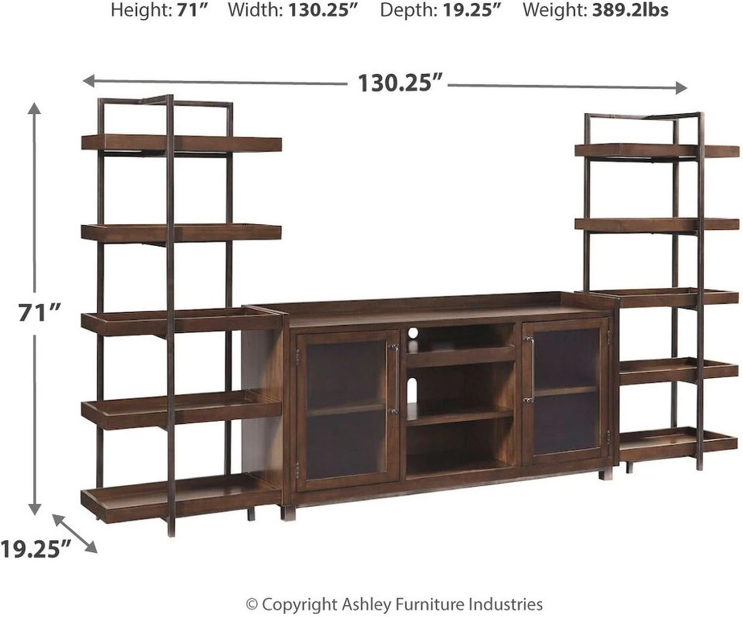 Starmore Oiled Walnut And Gunmetal 3 Piece Entertainment Center W633W1