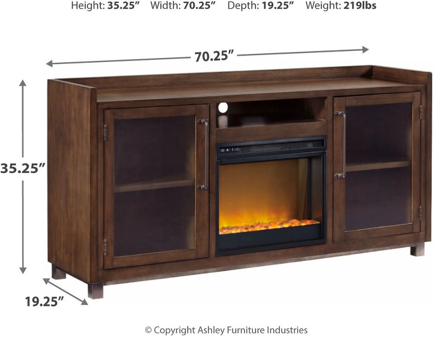 Starmore Brown 70 Inch TV Stand With Electric Fireplace W633W4