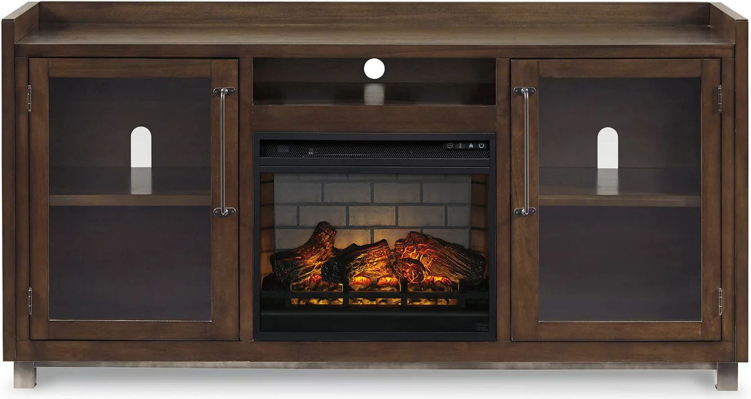Starmore Brown 70 Inch TV Stand With Electric Infrared Fireplace W633W5