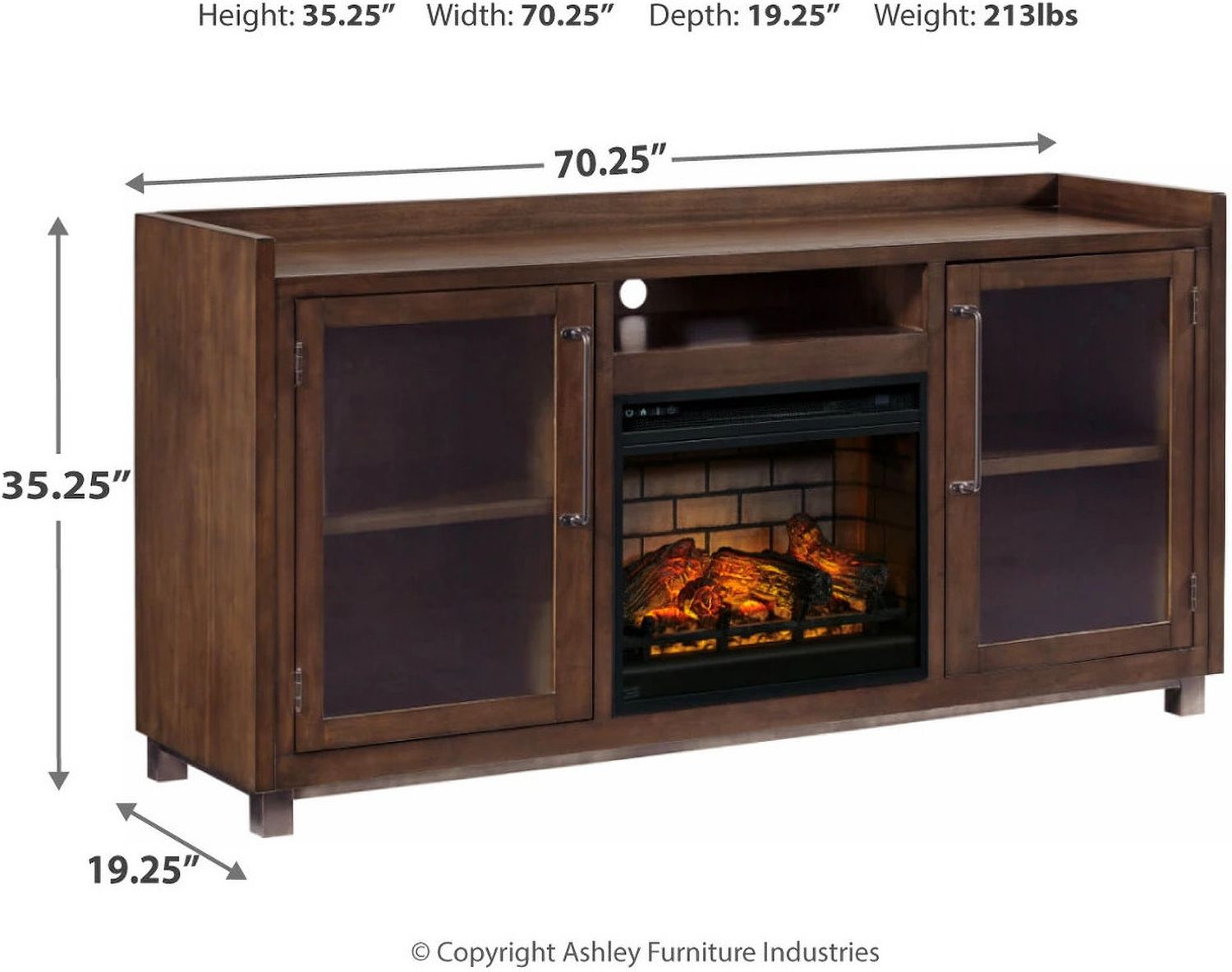 Starmore Brown 70 Inch TV Stand With Electric Infrared Fireplace W633W5