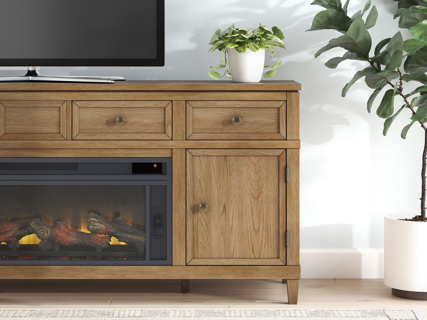 Sharlance 81 Inch TV Stand In Light Brown W65568