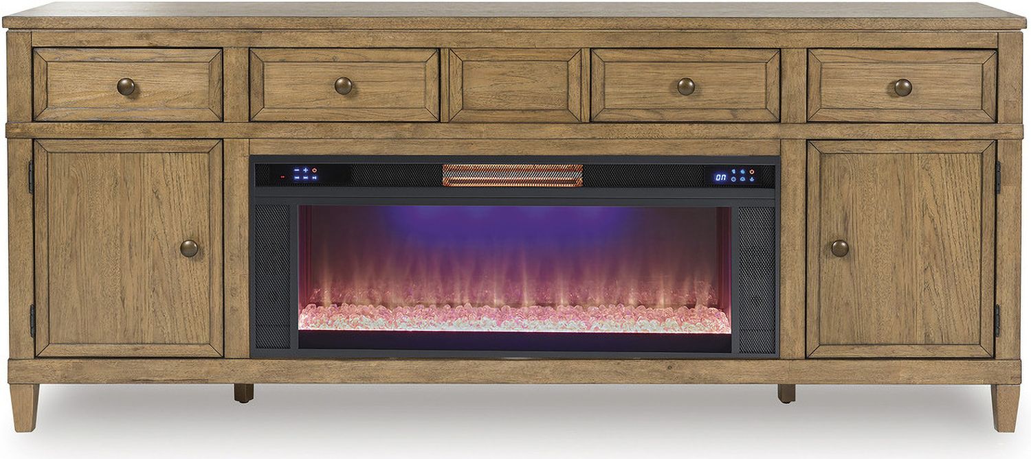 Sharlance 81 Inch TV Stand In Light Brown W65568