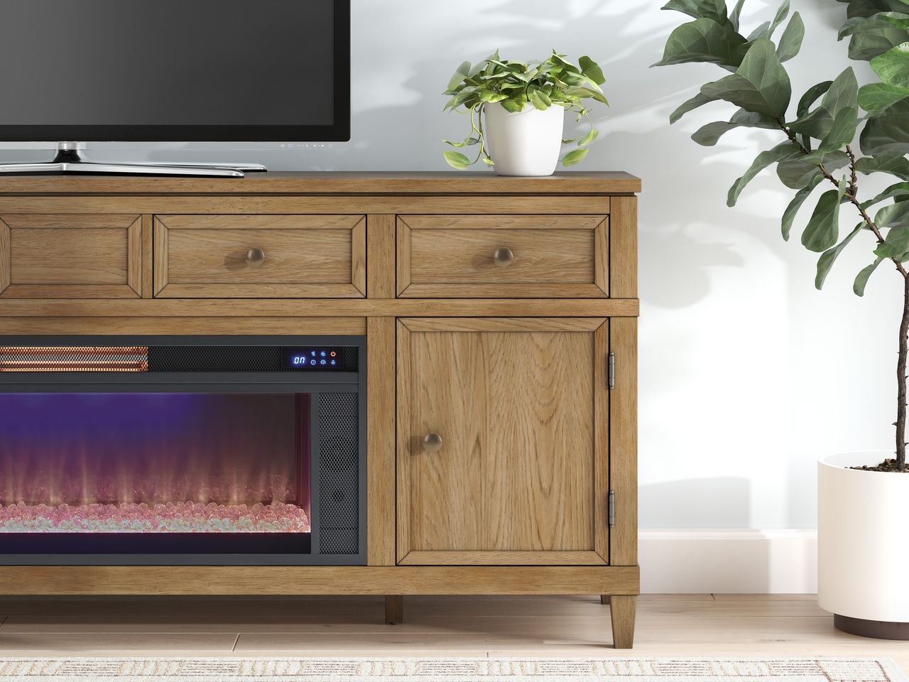Sharlance 81 Inch TV Stand In Light Brown W65568