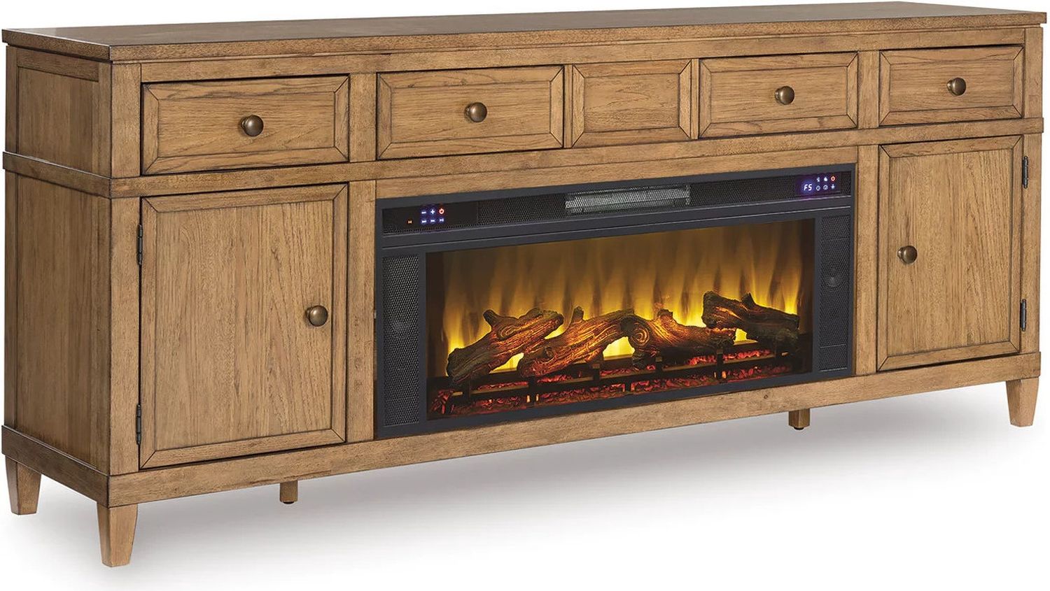 Sharlance 81 Inch TV Stand with Electric Fireplace In Light Brown W655W1