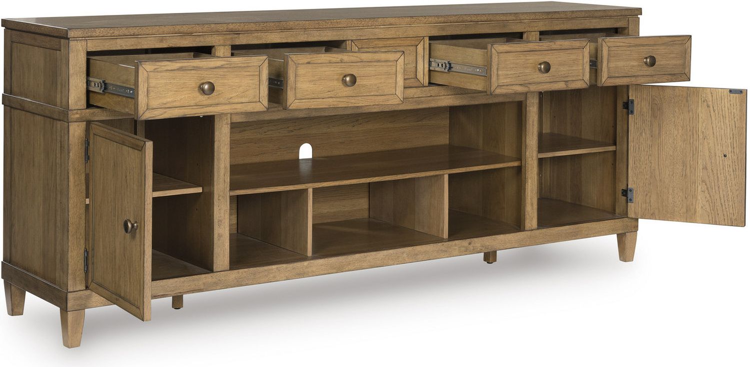 Sharlance 81 Inch TV Stand with Electric Fireplace In Light Brown W655W1