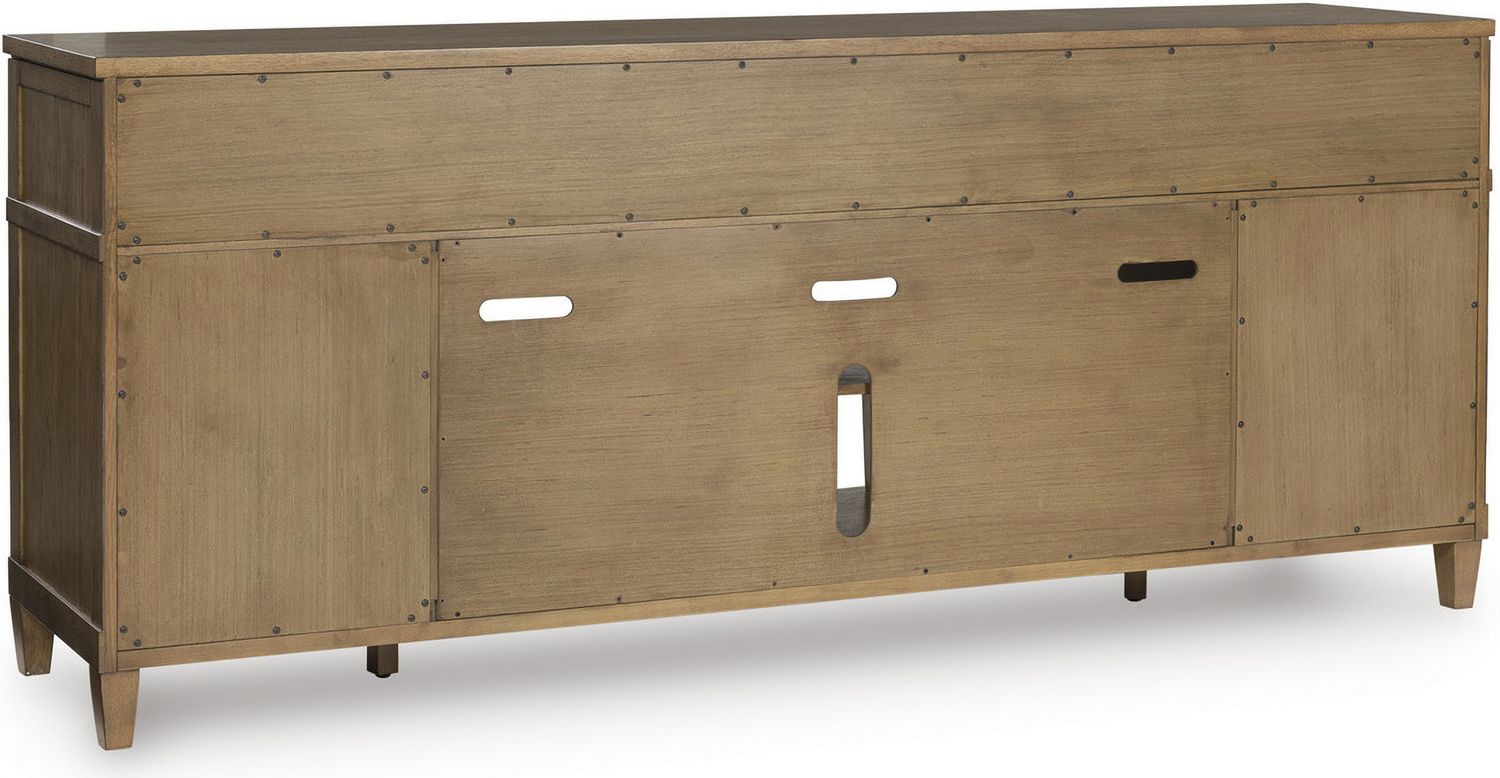 Sharlance 81 Inch TV Stand with Electric Fireplace In Light Brown W655W1