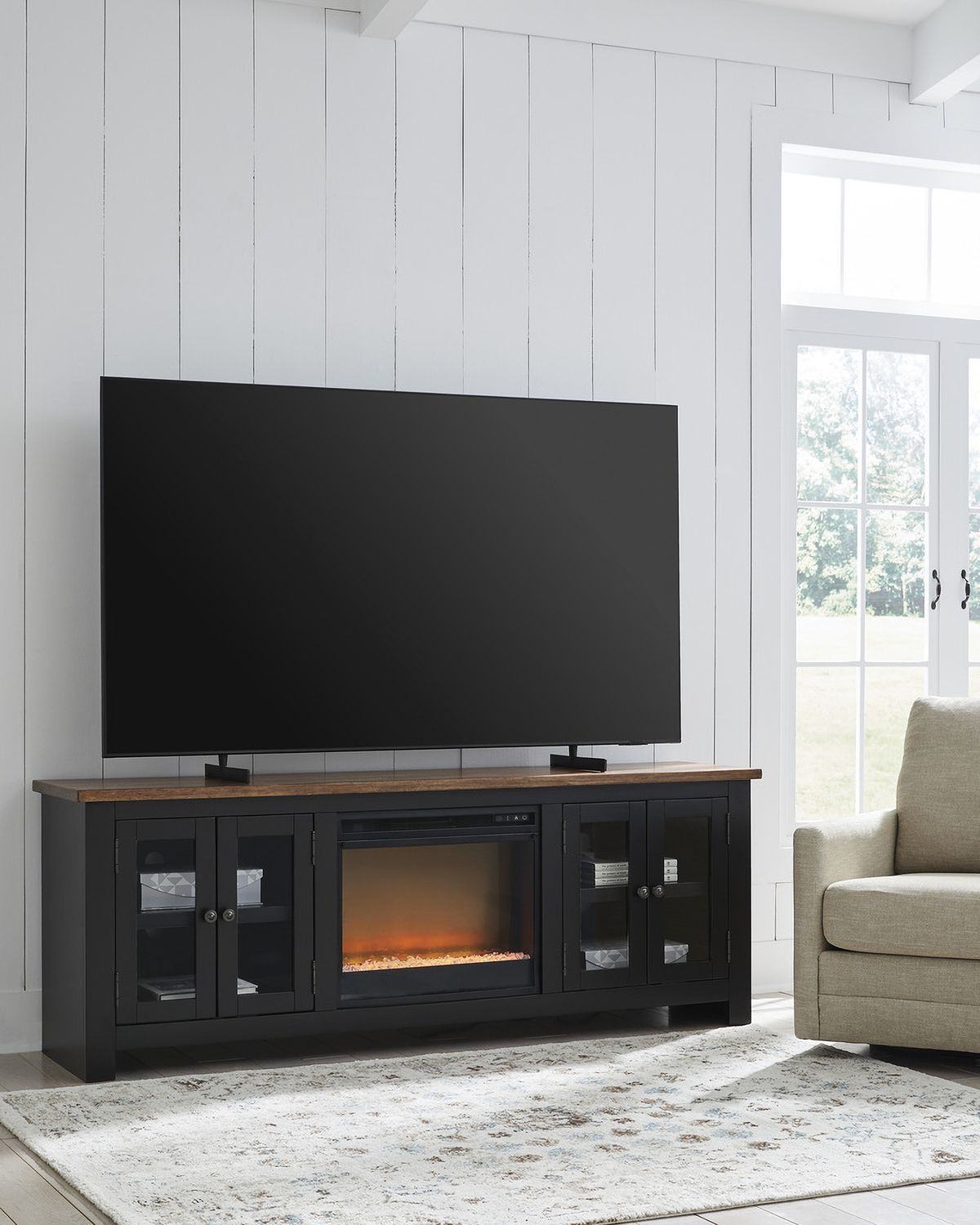 Wildenauer 76 Inch TV Stand In Brown and Black W66468
