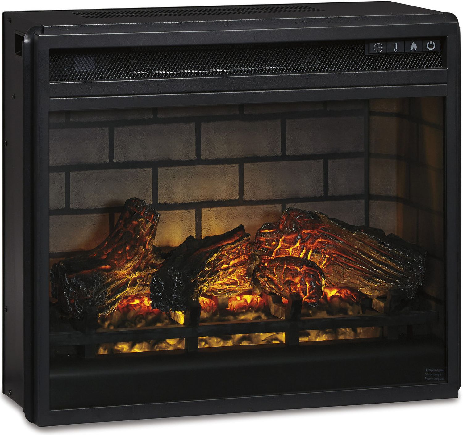 Wildenauer 76 Inch TV Stand with Electric Fireplace In Brown and Black W664W1