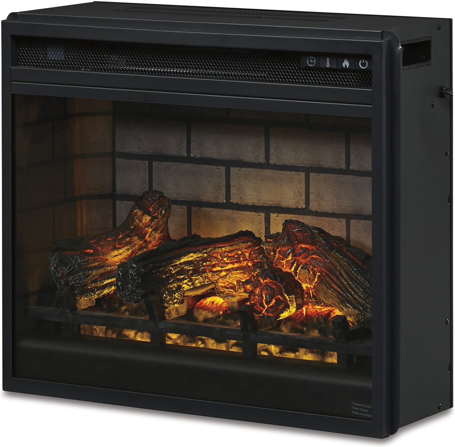 Wildenauer 76 Inch TV Stand with Electric Fireplace In Brown and Black W664W1