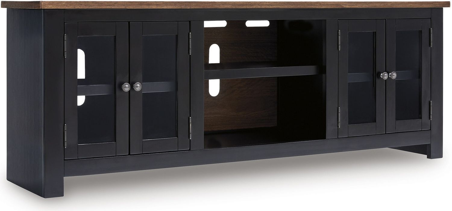 Wildenauer 76 Inch TV Stand with Electric Fireplace In Brown and Black W664W1