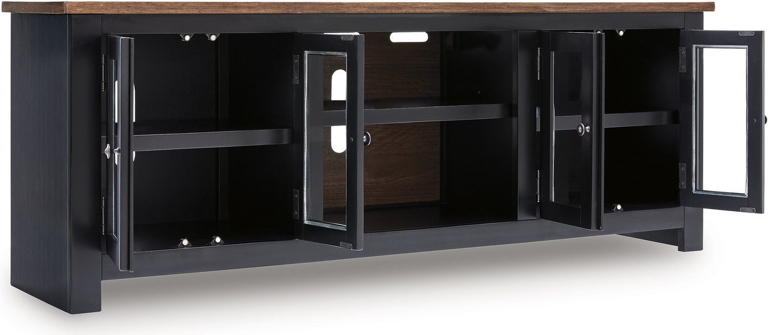 Wildenauer 76 Inch TV Stand with Electric Fireplace In Brown and Black W664W1
