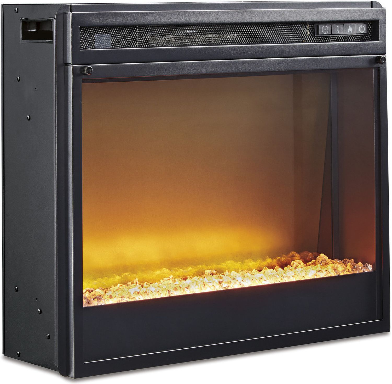 Wildenauer 76 Inch TV Stand with Electric Fireplace In Brown and Black W664W2