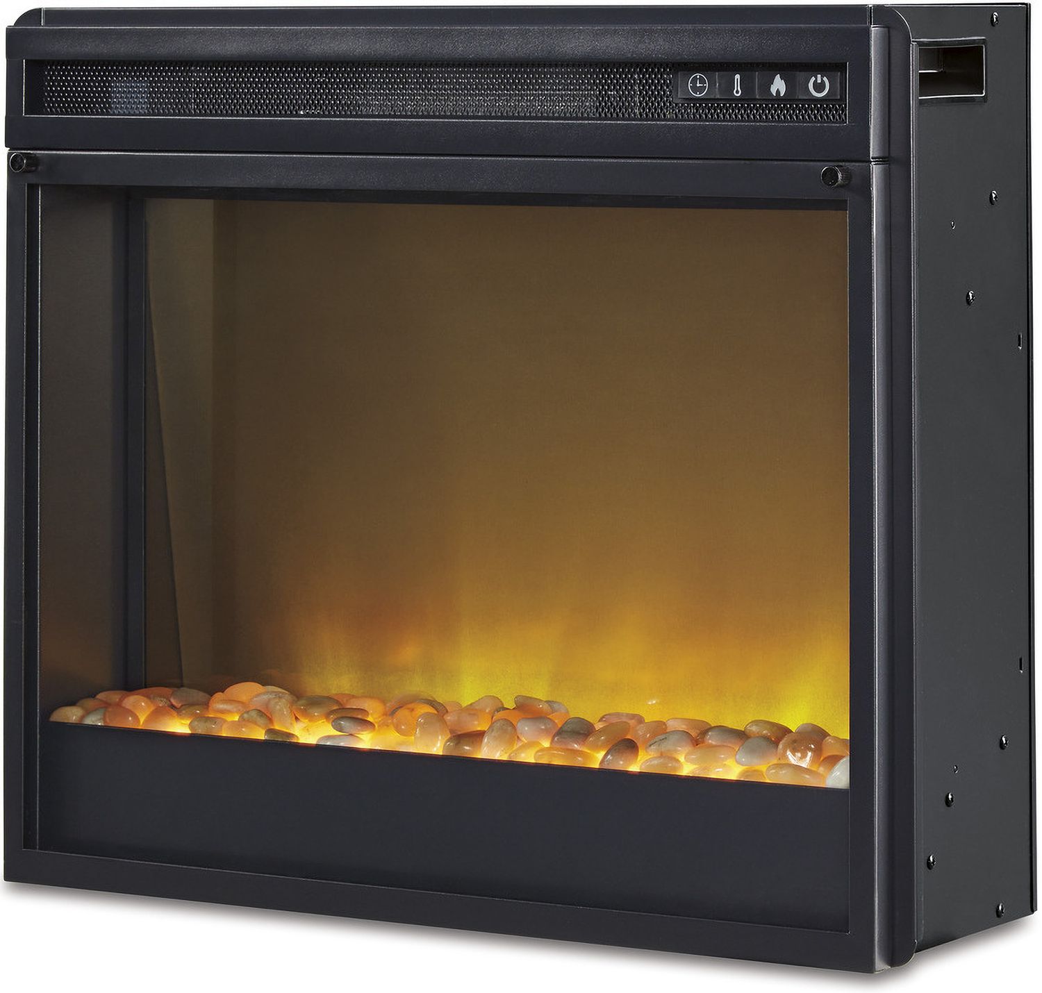 Wildenauer 76 Inch TV Stand with Electric Fireplace In Brown and Black W664W2