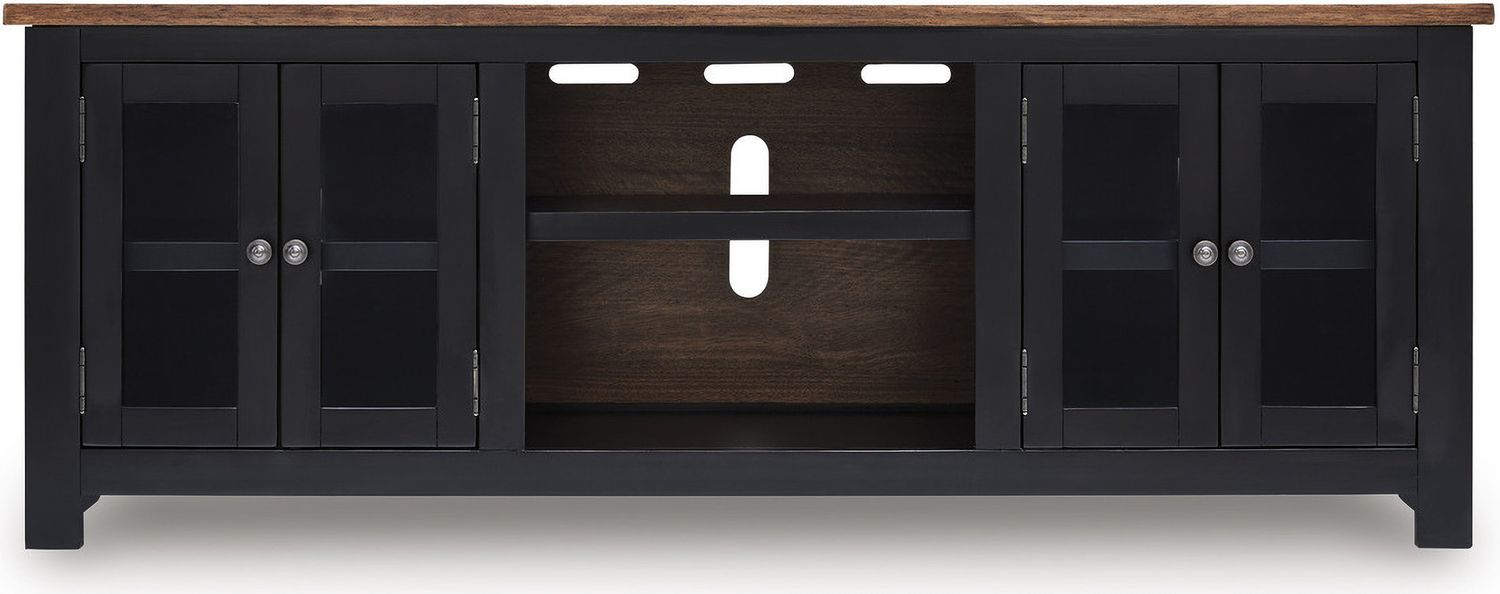 Wildenauer 76 Inch TV Stand with Electric Fireplace In Brown and Black W664W2