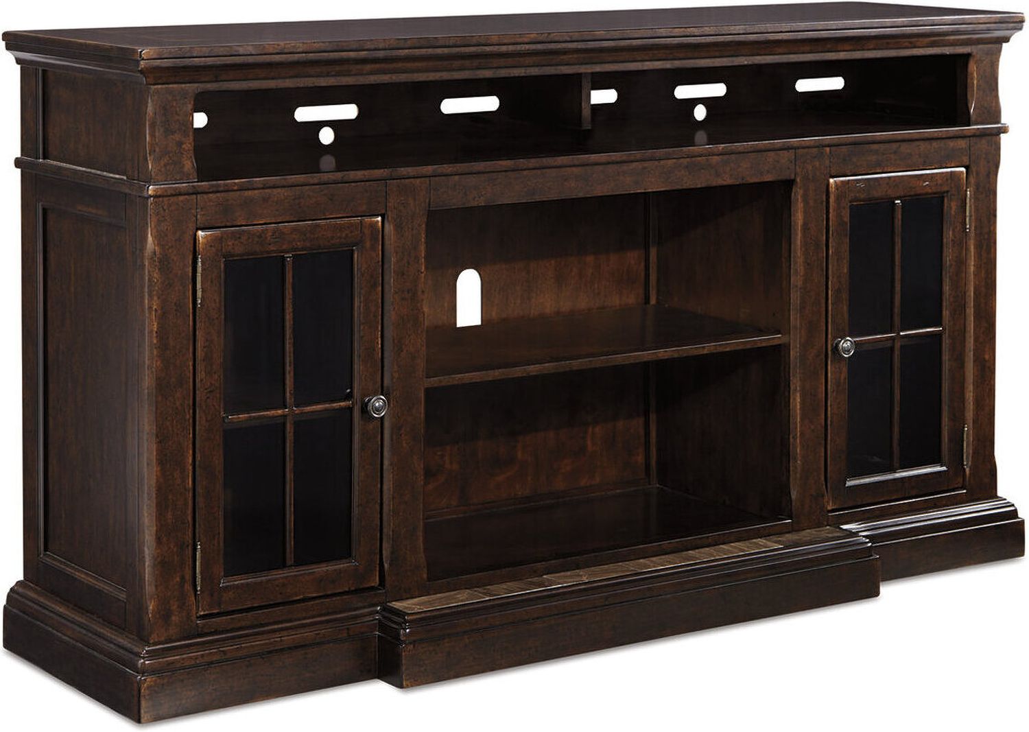 Roddinton Dark Brown 72 Inch TV Stand With Electric Fireplace W701W8