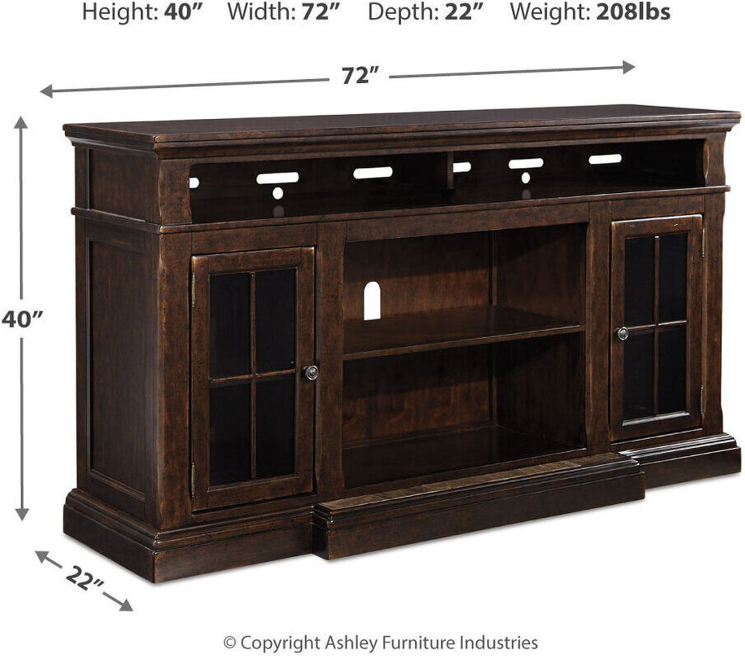 Roddinton Dark Brown 72 Inch TV Stand With Electric Fireplace W701W8