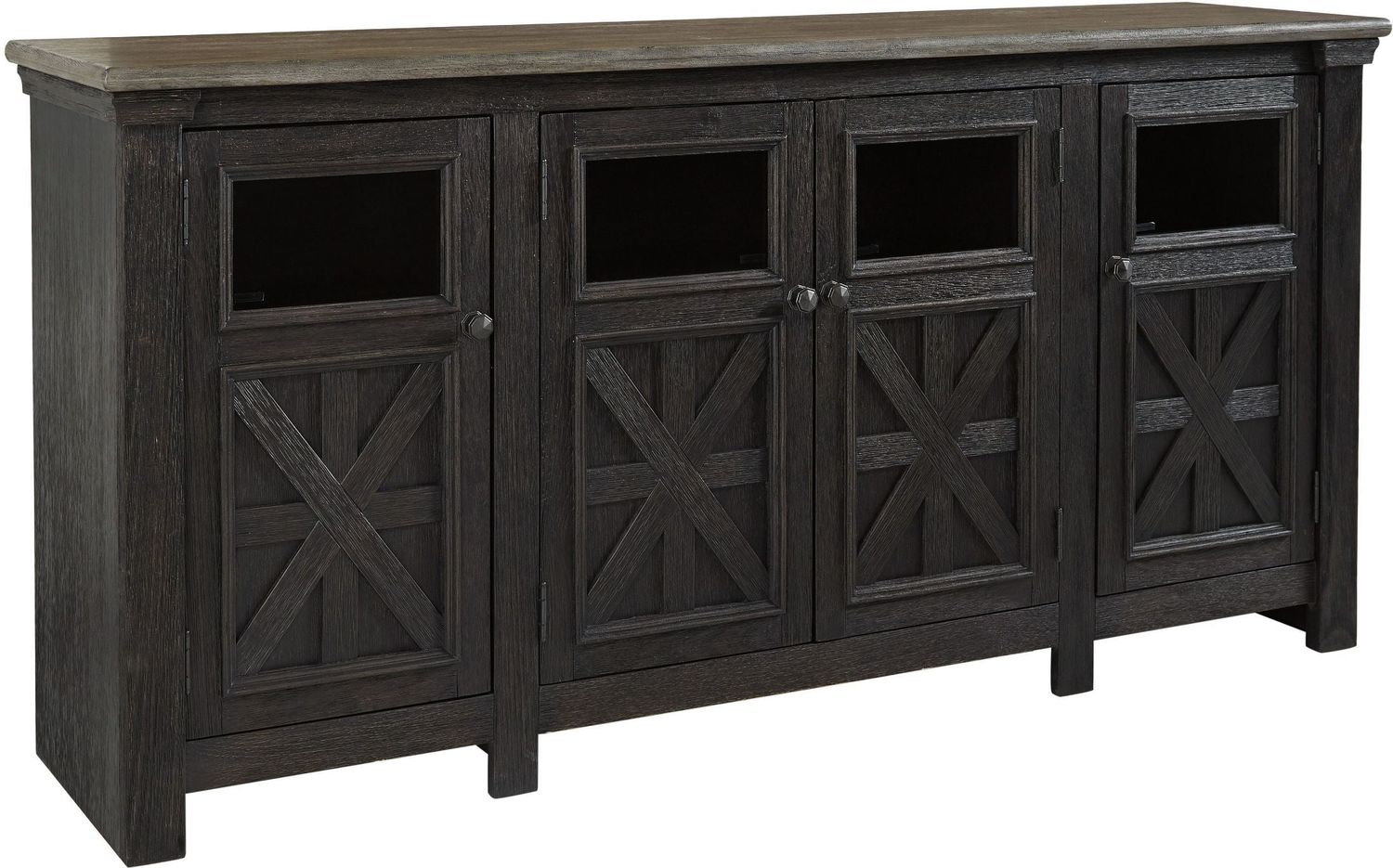 Tyler Creek Black and Gray Extra Large TV Stand W73668