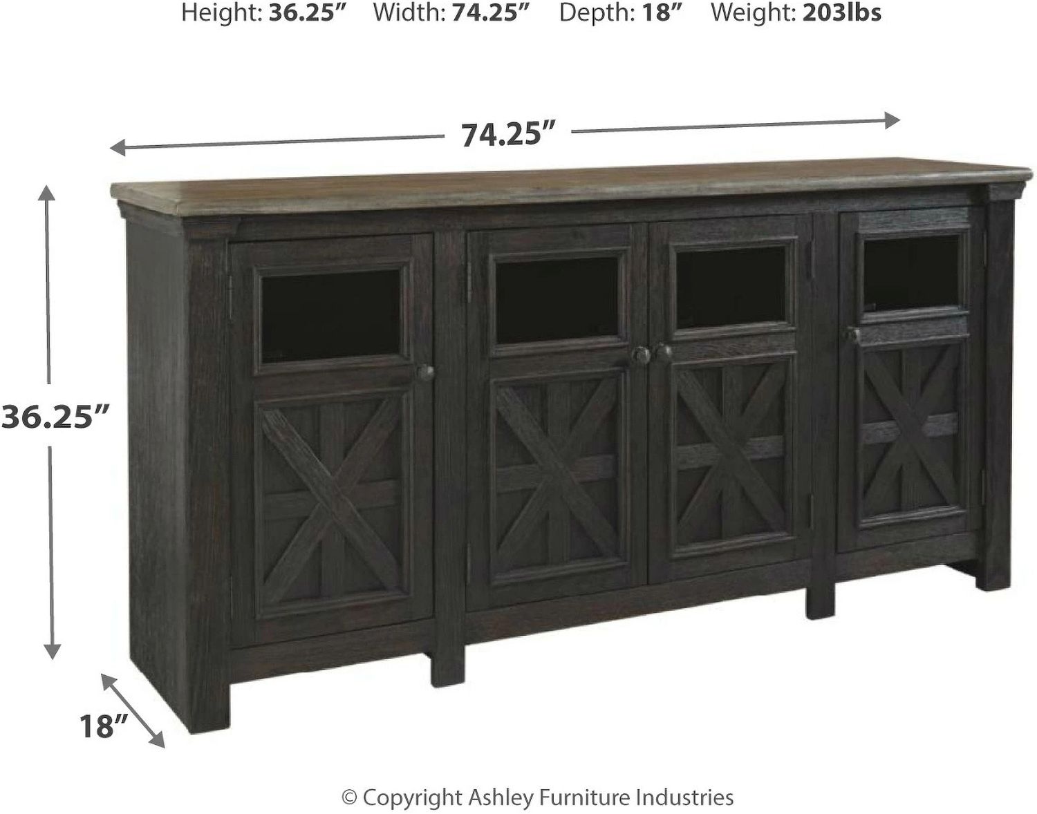 Tyler Creek Black and Gray Extra Large TV Stand W73668