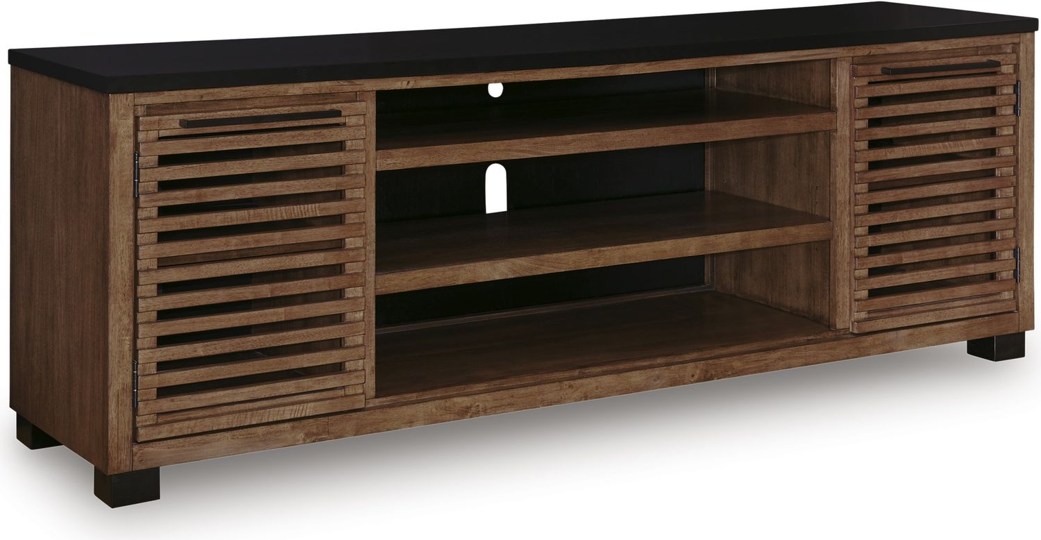 Kallari 84 Inch TV Stand In Warm Brown and Black W73778