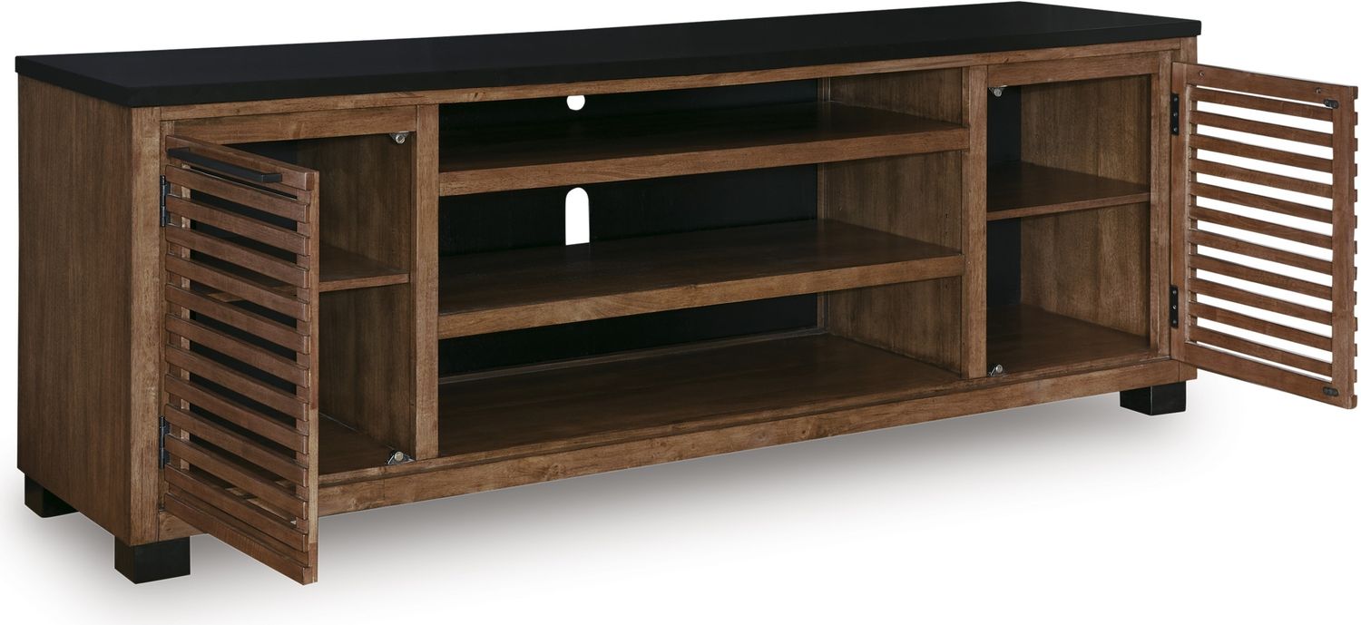 Kallari 84 Inch TV Stand In Warm Brown and Black W73778