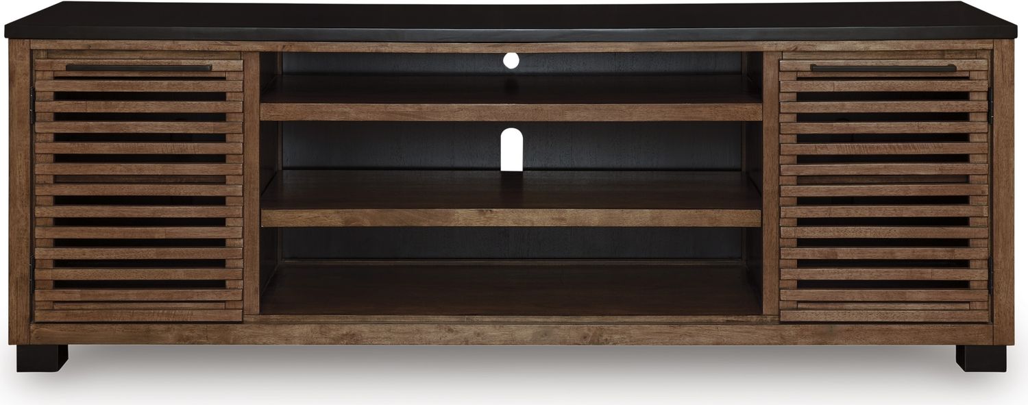 Kallari 84 Inch TV Stand In Warm Brown and Black W73778