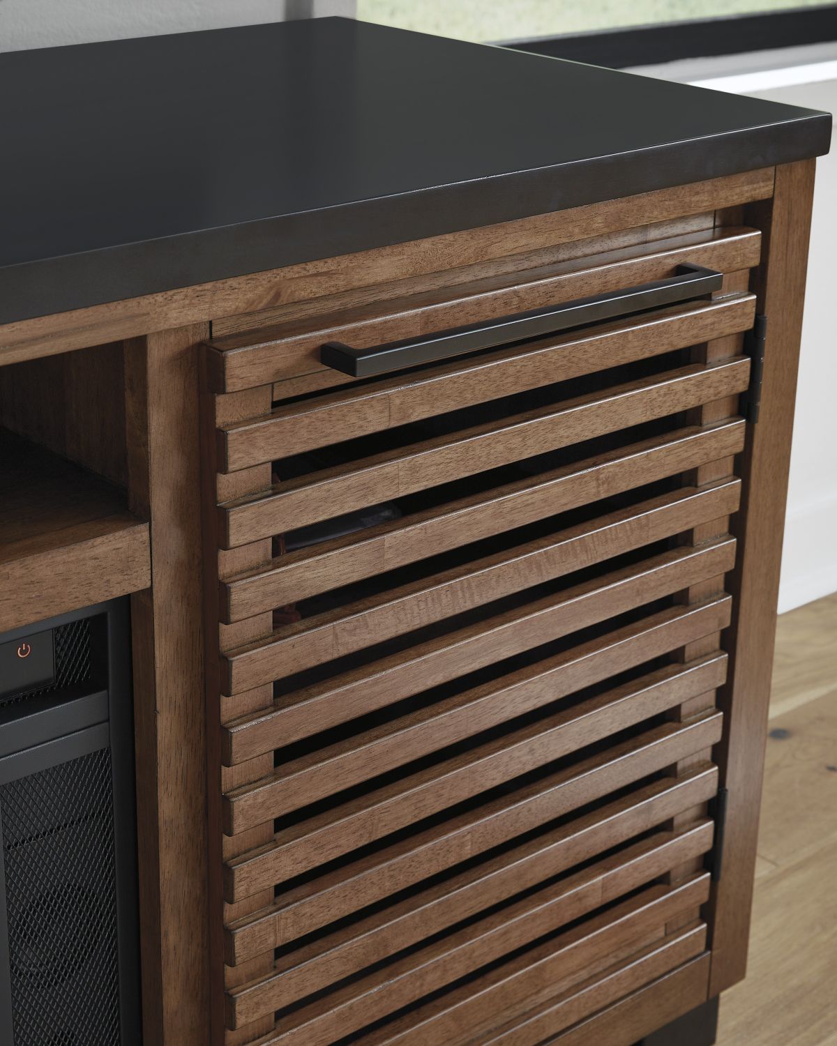 Kallari 84 Inch TV Stand In Warm Brown and Black W73778
