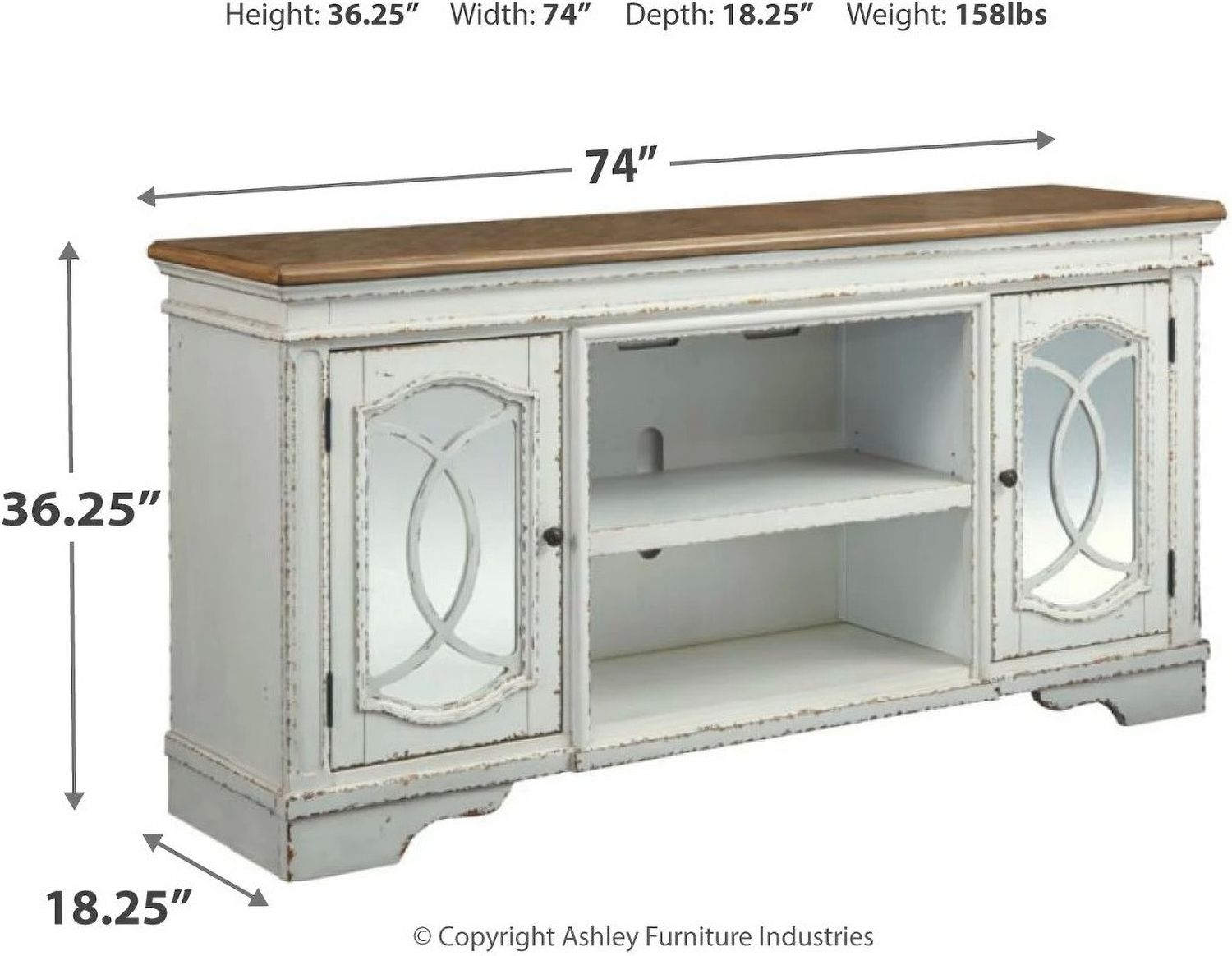 Realyn White Xl Tv Stand W74368