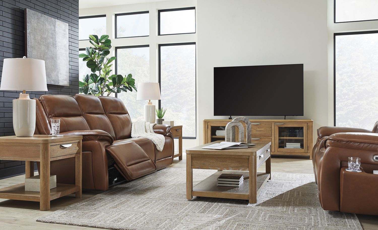 Rencott 80 Inch TV Stand In Light Brown W78168
