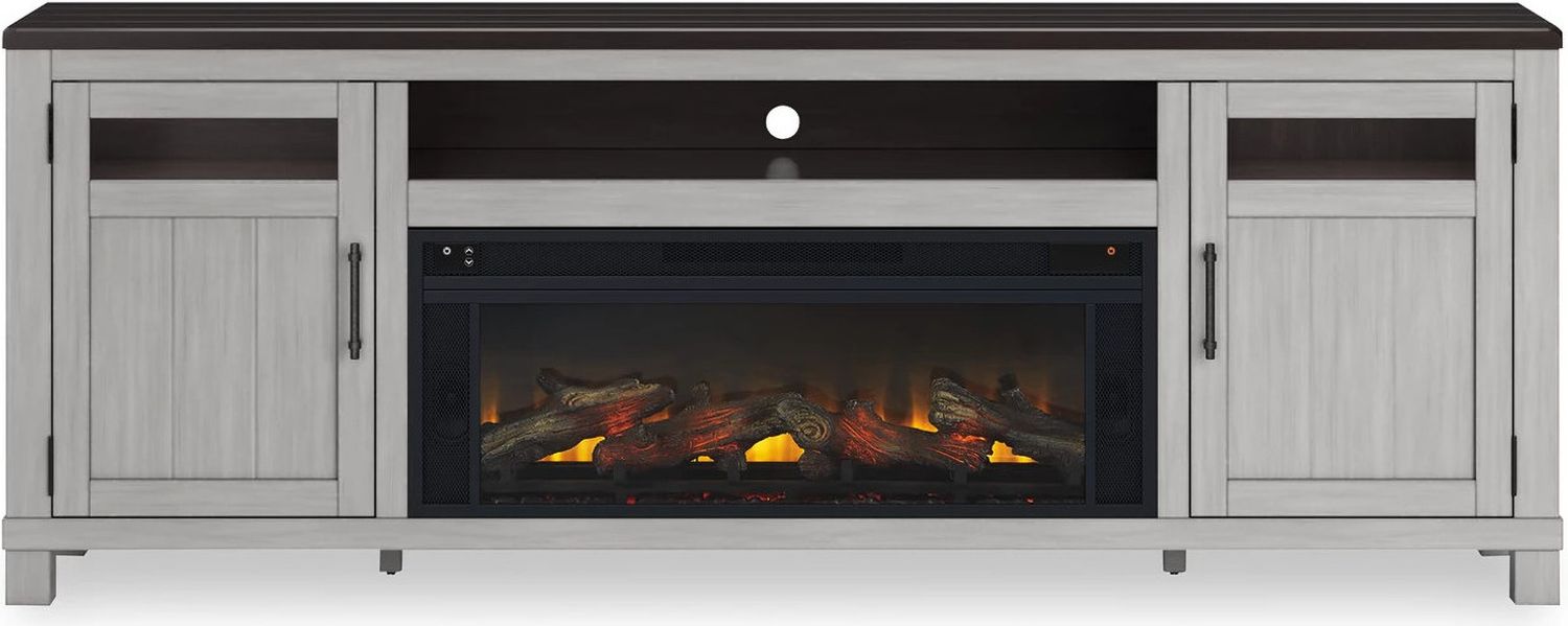 Darborn 88 Inch TV Stand With Electric Fireplace In Gray And Brown W796W1