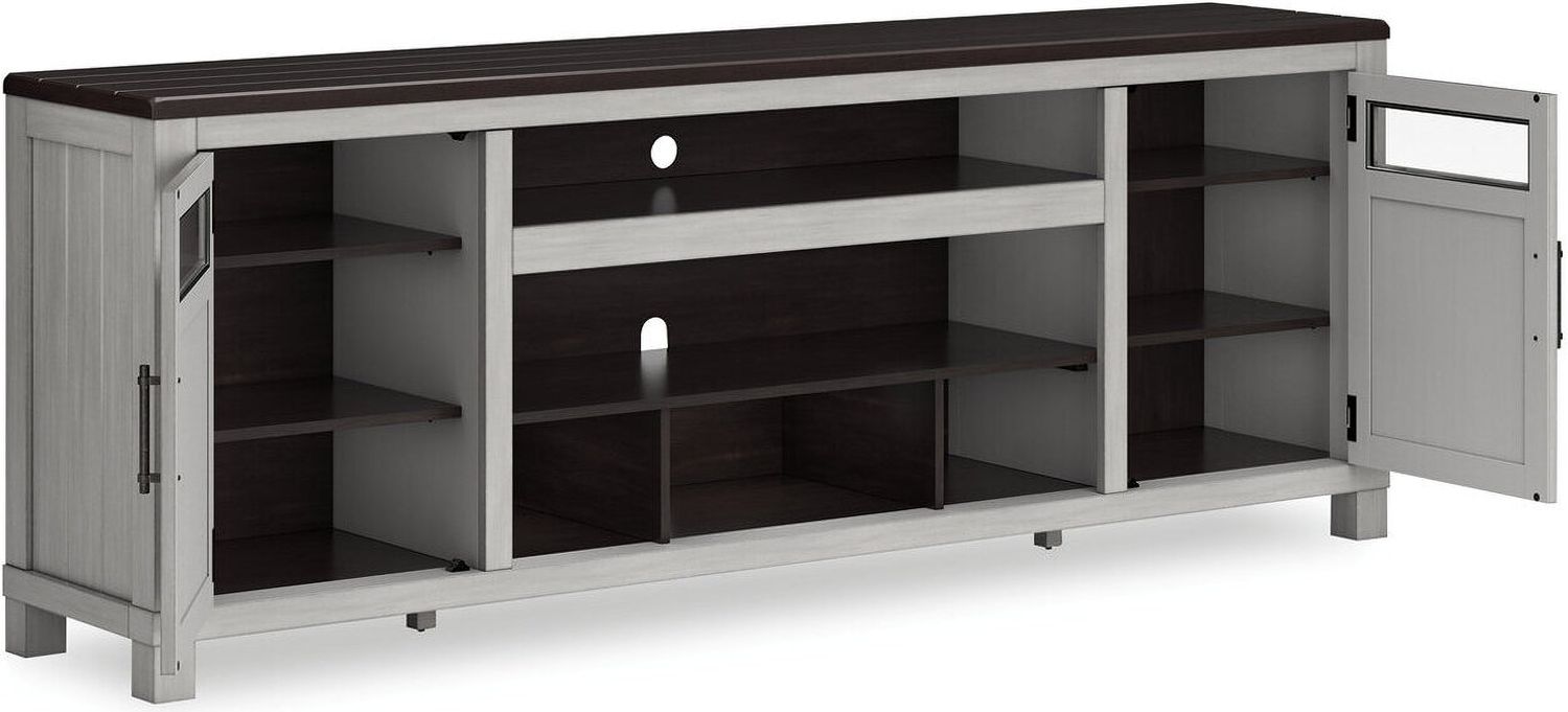 Darborn 88 Inch TV Stand With Electric Fireplace In Gray And Brown W796W1