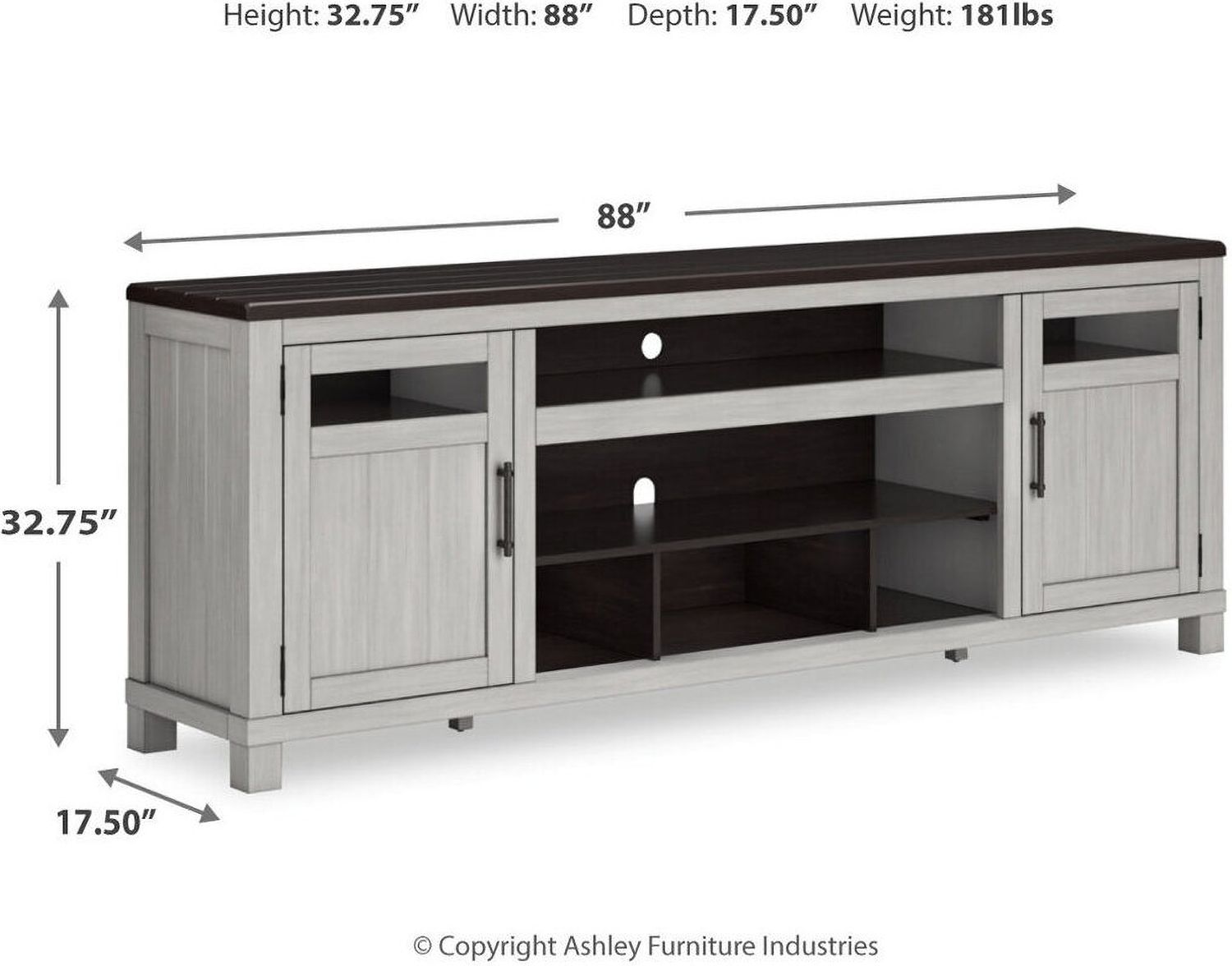 Darborn 88 Inch TV Stand With Electric Fireplace In Gray And Brown W796W1
