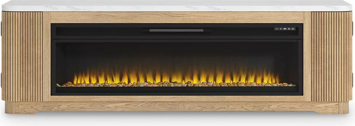 Camdill 80 Inch TV Stand with Electric Fireplace In Light Brown W808W1