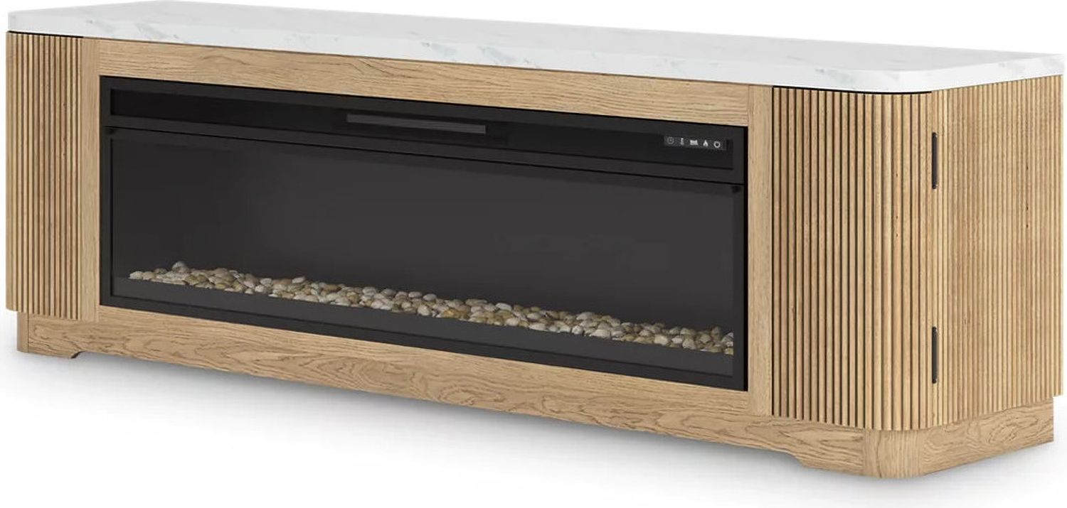 Camdill 80 Inch TV Stand with Electric Fireplace In Light Brown W808W1