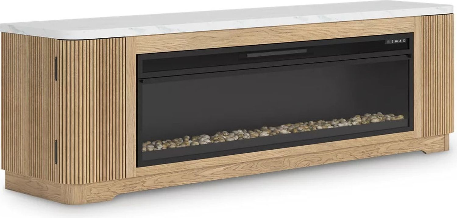Camdill 80 Inch TV Stand with Electric Fireplace In Light Brown W808W1