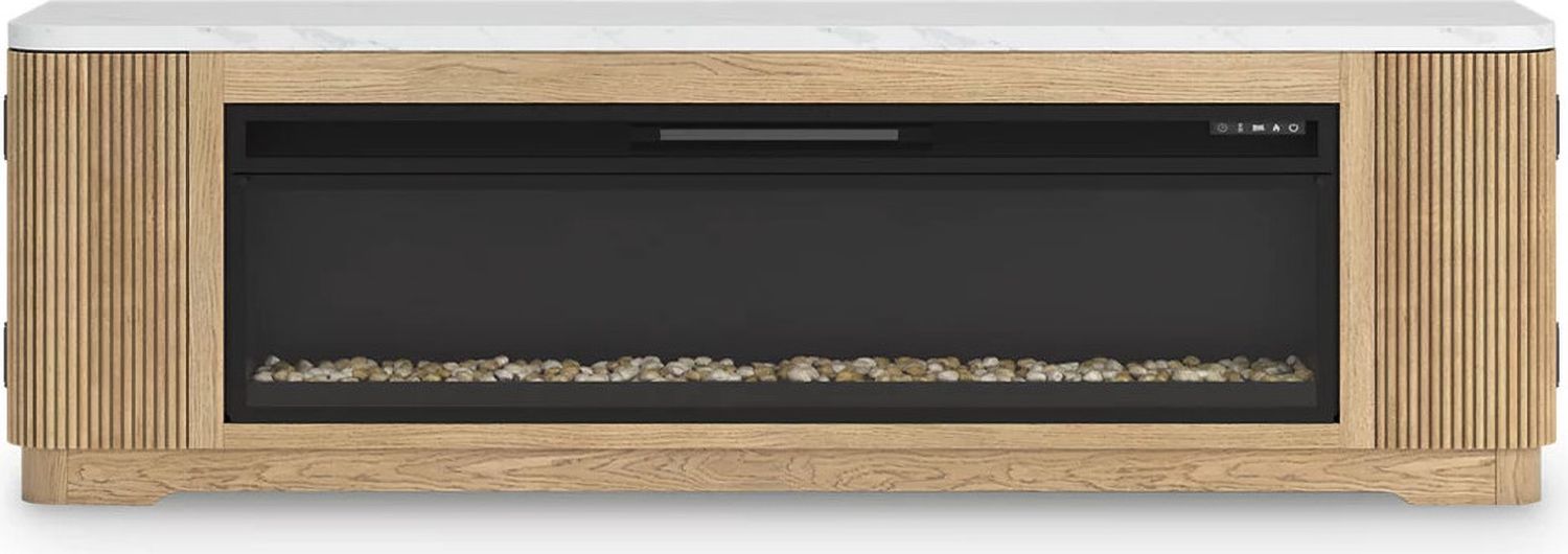Camdill 80 Inch TV Stand with Electric Fireplace In Light Brown W808W1