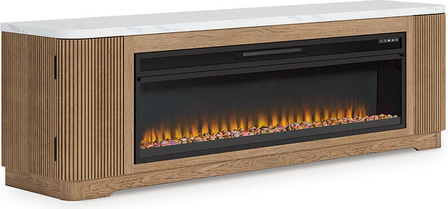 Camdill 80 Inch TV Stand with Electric Fireplace In Light Brown W808W1