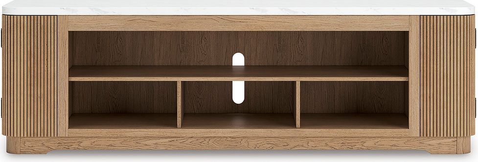 Camdill 80 Inch TV Stand with Electric Fireplace In Light Brown W808W1