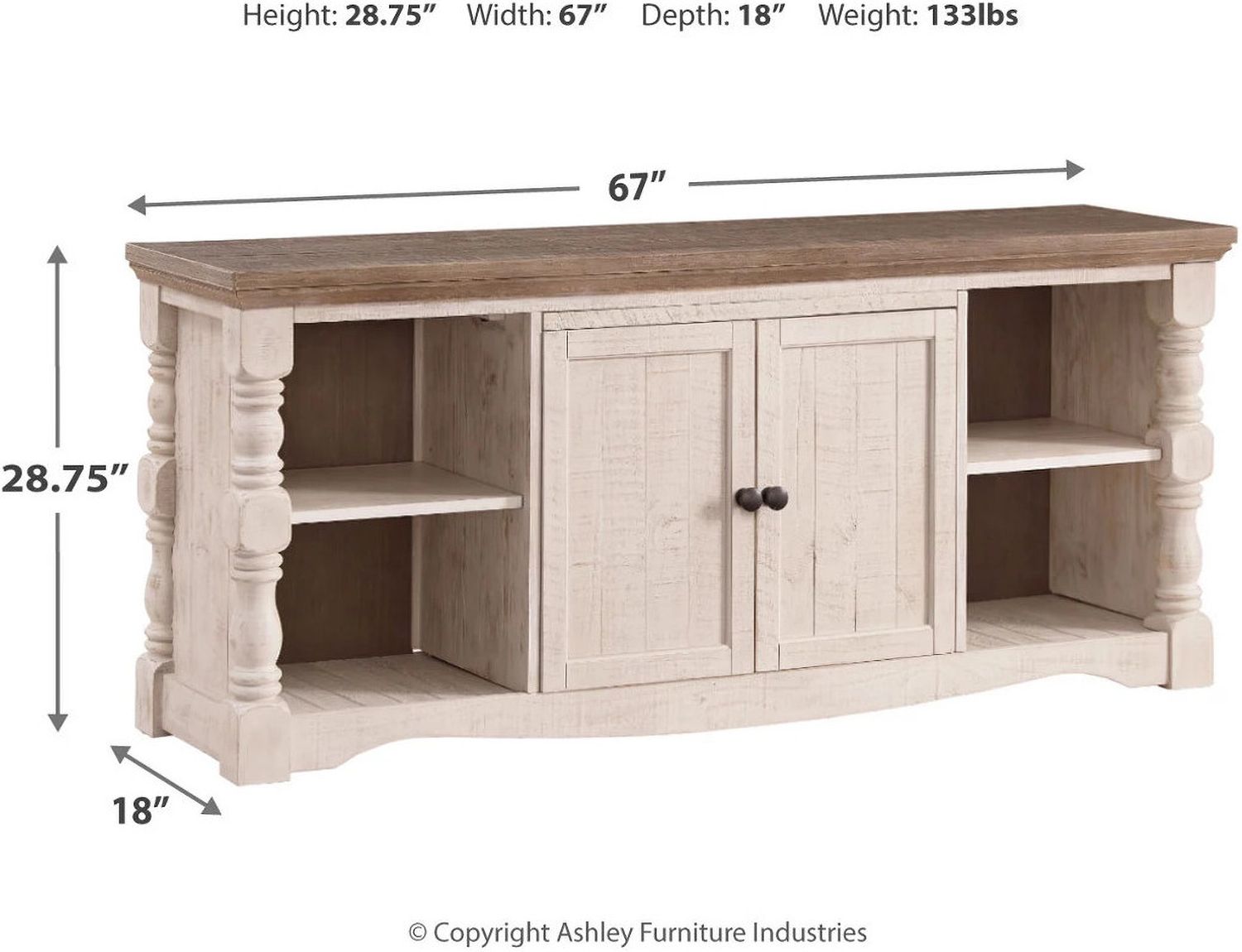 Havalance Two-Tone 67 Inch TV Stand W81430