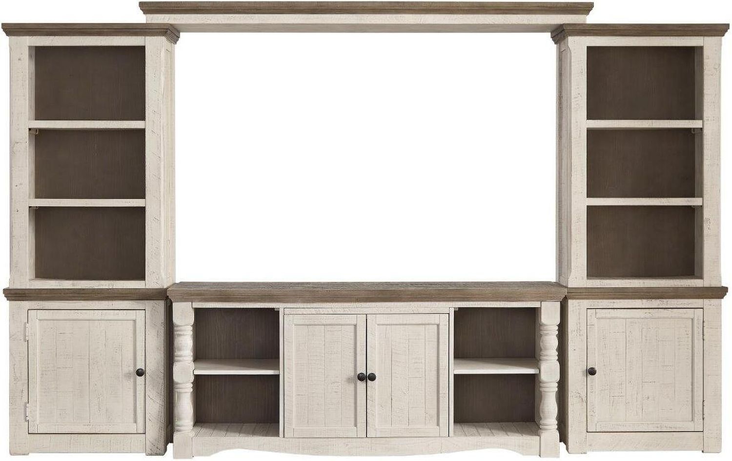 Havalance Weathered Gray And Vintage White 4 Piece Entertainment Center W814W1