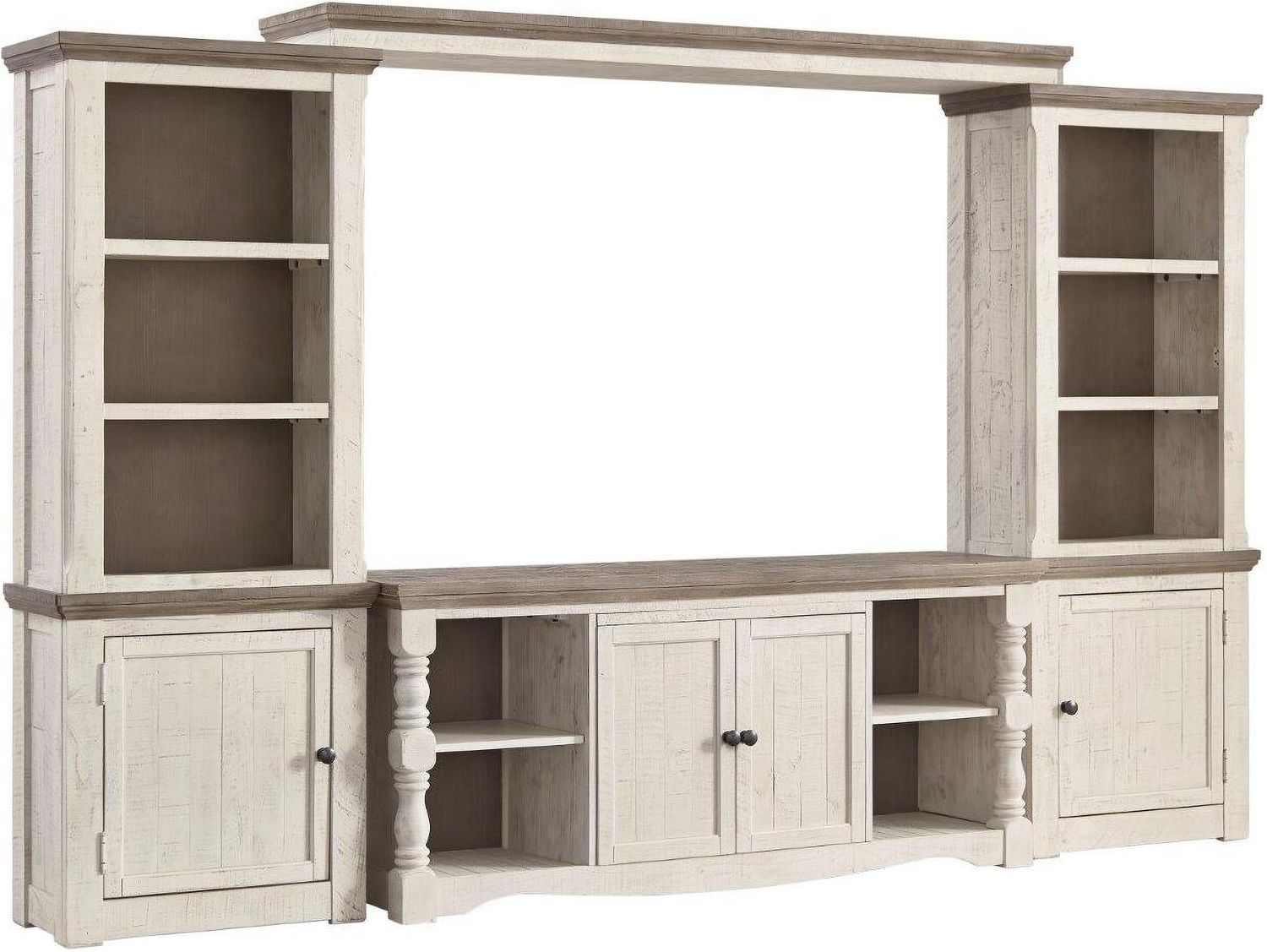 Havalance Weathered Gray And Vintage White 4 Piece Entertainment Center W814W1